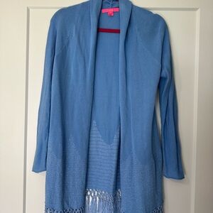 Lilly Pulitzee Blue Tatum Sweater with Fringe